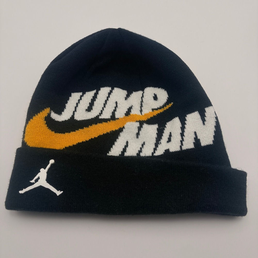 Nike Jumpman Black Yellow Youth Knit Beanie - Picture 1 of 4